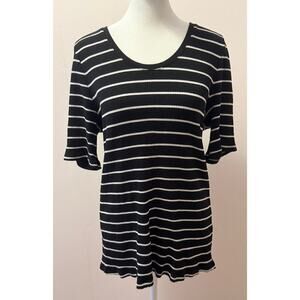 EILEEN FISHER Shortsleeve Striped Tencel Tunic Midweight Shirt Size XL